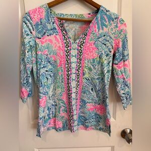 Lilly Pulitzer Pink, Blue & Green V-Neck Printed Tunic
